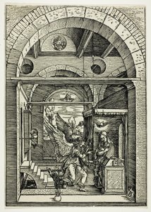 La Anunciación, de La Vida de la Virgen de Albrecht Dürer