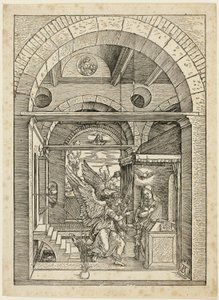 La Anunciación, de La vida de la Virgen de Albrecht Dürer