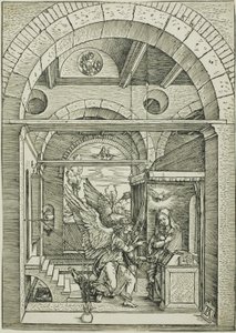 La Anunciación, de La Vida de la Virgen de Albrecht Dürer