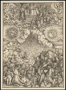 El Apocalipsis: La apertura del quinto y sexto sello, 1497-98 de Albrecht Dürer