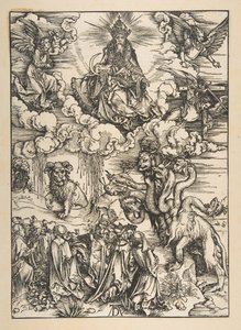La bestia con dos cuernos como un cordero, de El Apocalipsis, Edición Latina de Albrecht Dürer