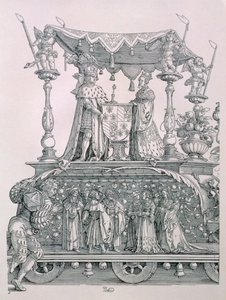El Matrimonio Borgoñón o la Procesión Triunfal del Emperador Maximiliano I de Alemania (1459-1519) que muestra el carro de bodas de Maximiliano y María de Borgoña (1458-82), pub. 1526 (detalle) de Albrecht Dürer