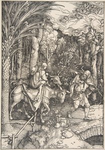 La huida a Egipto, de La vida de la Virgen, Edición Latina, 1511 de Albrecht Dürer