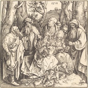 La Sagrada Familia con dos ángeles músicos de Albrecht Dürer