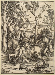 El caballero a caballo y el lansquenete de Albrecht Dürer