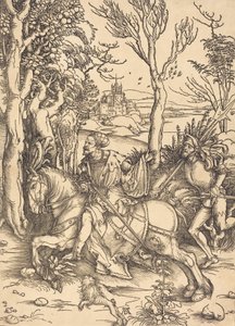 El caballero a caballo y el lansquenete, c. 1496-1497 de Albrecht Dürer