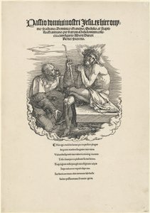 El hombre de dolores burlado por un soldado de Albrecht Dürer