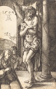 El hombre de dolores de pie junto a la columna, 1509 de Albrecht Dürer