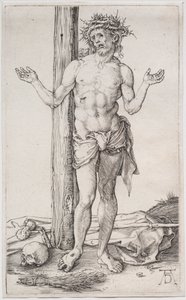 El hombre de dolores de pie, con las manos levantadas de Albrecht Dürer