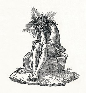 El Hombre de los Dolores. Página de título a la Pequeña Pasión, c1511, 1906 de Albrecht Dürer