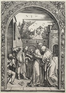 El encuentro de Joaquín y Ana en la Puerta Dorada de Albrecht Dürer