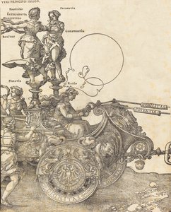 El Carro Triunfal de Maximiliano I El Gran Carro Triunfal [placa 2 de 8], edición en latín de 1523 de Albrecht Dürer