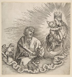 La Virgen apareciendo a San Juan, Frontispicio del Apocalipsis, 1511 de Albrecht Dürer