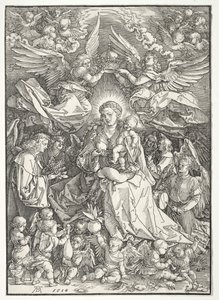 La Virgen rodeada de muchos ángeles