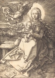 La Virgen y el Niño coronados por un ángel, 1520 de Albrecht Dürer