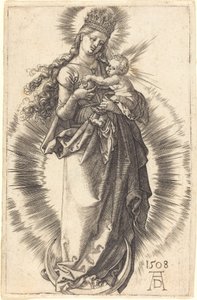 La Virgen y el Niño en una media luna con una corona estrellada de Albrecht Dürer
