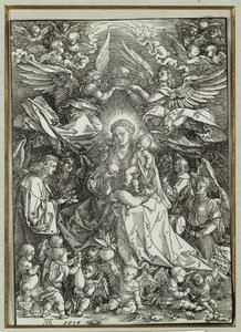 La Virgen y el Niño rodeados de ángeles, 1518 de Albrecht Dürer