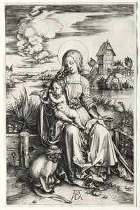 La Virgen y el Niño con un mono, c. 1498 de Albrecht Dürer