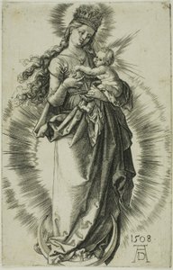 La Virgen en el creciente con una corona de estrellas de Albrecht Dürer