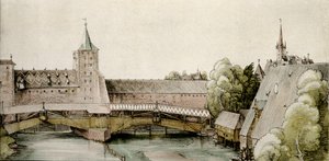 El dique seco en Hallertor en Núremberg de Albrecht Dürer