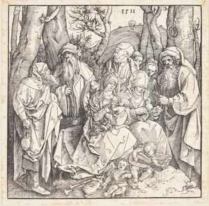 La sagrada parentela con ángeles de Albrecht Dürer