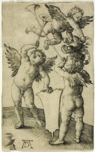 Tres Putti con Escudo y Casco de Albrecht Dürer