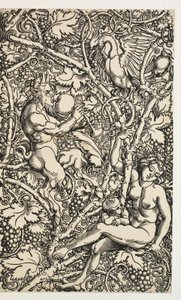 Dos diseños para tapiz con familia de sátiros de Albrecht Dürer