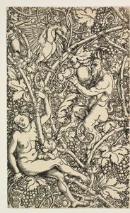 Dos diseños para tapiz con familia de sátiros de Albrecht Dürer