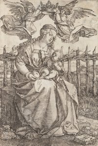 Virgen María Coronada por Dos Ángeles, 1518 de Albrecht Dürer