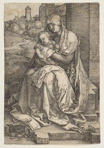 Virgen y Niño sentados junto al muro, 1514 de Albrecht Dürer