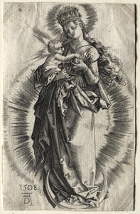 La Virgen sobre una media luna con una corona de estrellas de Albrecht Dürer
