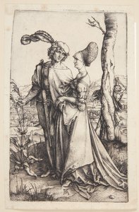 Joven pareja amenazada por la muerte de Albrecht Dürer