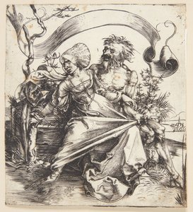 Joven mujer atacada por la muerte de Albrecht Dürer