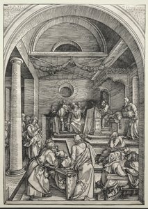 Cristo discutiendo con los doctores, c. 1503-1504 (xilografía) de Albrecht Dürer or Duerer