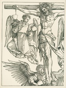 Cristo en la cruz con tres ángeles, c.1513-13 (xilografía) de Albrecht Dürer or Duerer