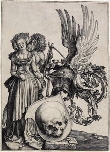 Escudo de armas con una calavera, c. 1503 de Albrecht Dürer
