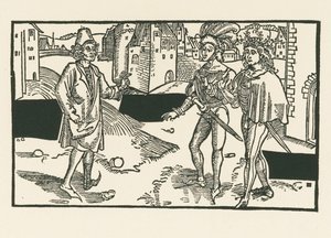 Davus, Pamphilus y Charinus, c.1492-93 (xilografía) de Albrecht Dürer or Duerer