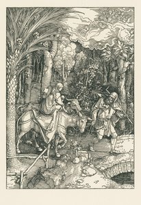 Huida a Egipto, c.1504 (xilografía) de Albrecht Dürer or Duerer