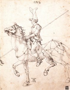 Lancer a caballo - Dibujo de Albrecht Durer (1471-1528) de Albrecht Dürer