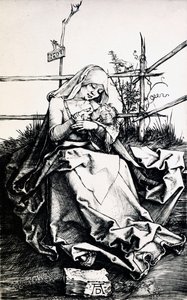 Madonna y Niño en una cerca de Albrecht Dürer