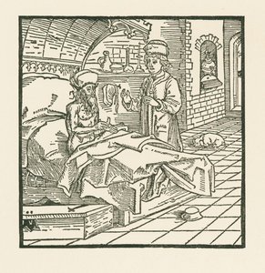 El Maestro Catón en su lecho de muerte da buenas instrucciones a su hijo de Albrecht Dürer or Duerer
