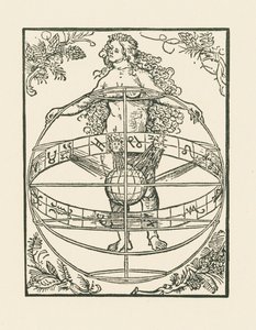 Mujer desnuda con el zodíaco, c.1502-03 (xilografía) de Albrecht Dürer or Duerer