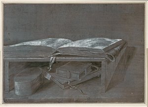 Libro abierto (dibujo a pincel sobre papel de estraza) de Albrecht Dürer or Duerer