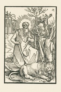 San Jerónimo. Ilustración de Lukas von Prag: Apología. Impreso por Hieronymus Höltzel, Nuremberg. de Albrecht Dürer or Duerer