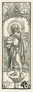 San Sebaldo en la columna, c.1501 (xilografía) de Albrecht Dürer or Duerer