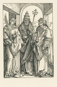 Santos Esteban, Sixto y Lorenzo, c.1504-05 (xilografía) de Albrecht Dürer or Duerer