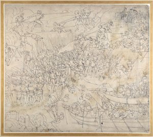 El asalto cerca de Rorschach en el lago Constanza, c.1500 de Albrecht Dürer