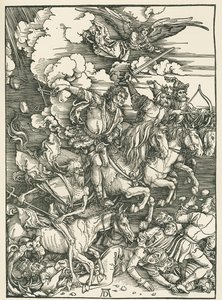 Los Cuatro Jinetes del Apocalipsis. El Apocalipsis de San Juan, c.1497-98 (xilografía) de Albrecht Dürer or Duerer
