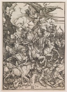 Los cuatro jinetes del Apocalipsis, de "El Apocalipsis", c.1497-98 (xilografía) de Albrecht Dürer or Duerer
