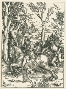 El caballero y el Landsknecht, c.1496 (xilografía) de Albrecht Dürer or Duerer